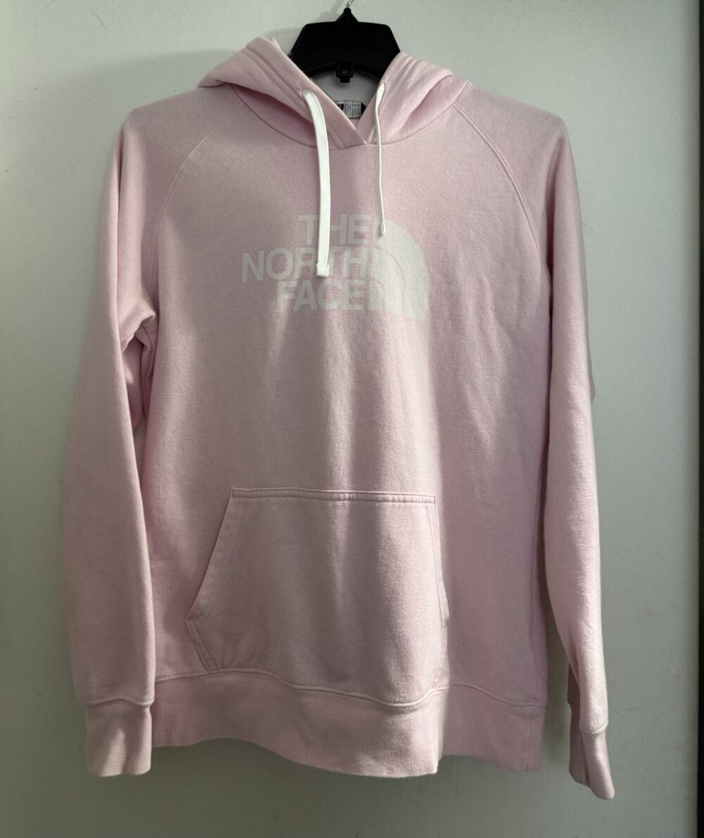The North Face Women's Logo Pullover Pink Hoodie Sweatshirt Size Medium Cozy